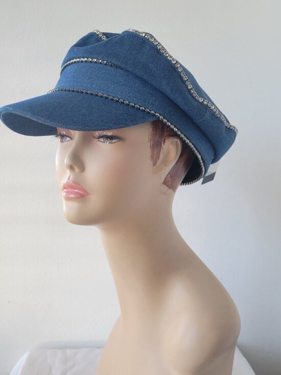 C&G New York Blue Denim Rhinestone Newsboy Cap main image 12